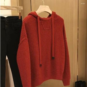 Sweaters para hombres Ropa Red Hoodies Color sólido Traje de pareja Knit Sweater Male Plays Overfit Y2K Vintage Casual