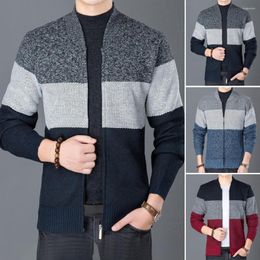 Truien voor heren Koude wintertrui Jas Stijlvol Gebreid vest met V-hals Slim Fit Contrasterende kleur Strepen Ritssluiting Voor de herfst