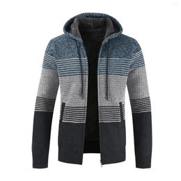 Pulls pour hommes Color Block Pull à capuche Cordon de serrage Coupe ample Cardigan Hiver pour hommes Harajuku Pull Homme Vêtements