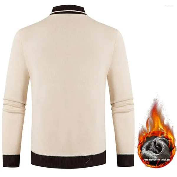 Pulls pour hommes Pull de blocage de couleur Col en V confortable avec chaleur tricotée épaisse Coupe ajustée Couleur contrastée Mi-longueur thermique pour l'automne