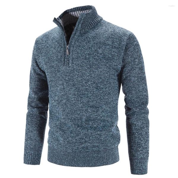 Pulls pour hommes confortable couleur unie pull tricots à manches longues mâle haut hommes pull pull polyester