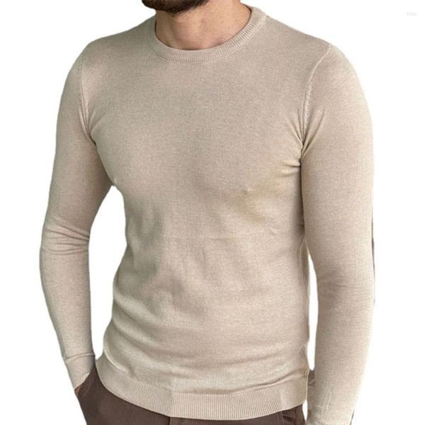 Suéteres para hombres Cómodo Moda Primavera Invierno Suéter para hombre Prendas de punto para hombre Manga larga O-cuello Poliéster Jersey Regular Slim Soft