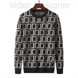 Suéteres para hombres Diseñador de lujo FF otoño para hombre suéter ropa pullover slim fit knit casual sudadera geometría patchwork color impresión masculina moda lana lanudo