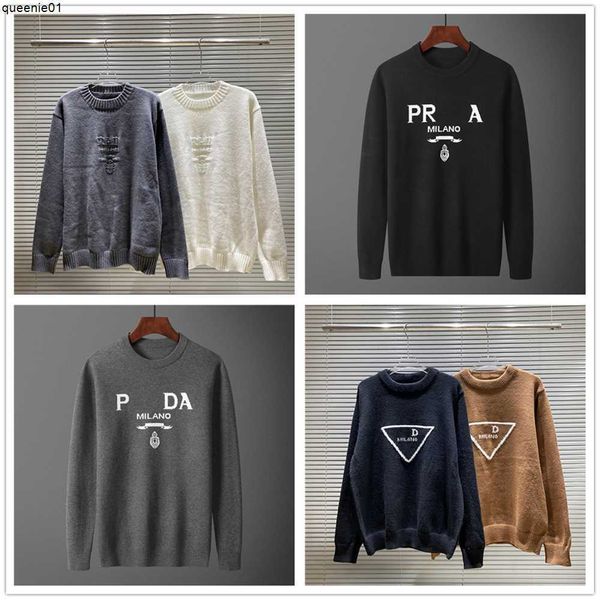 Pulls pour hommes Designer Triangle Element Letter Dark Jacquard Crewneck Gris Noir Marron Jumper Imprimer Casual Manches Longues Taille M-3XL