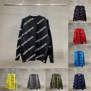 Pulls pour hommes Designer Sweater Homme pour femme Knit Crow Neck Femme Mode Lettre Noir Vêtements à manches longues Pull surdimensionné Bleu 20SS S à 2XL Taille