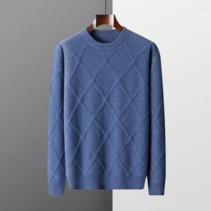 Pulls pour hommes Pull à col rond en diamant Automne/Hiver Pull en cachemire solide Chemisier léger et respirant