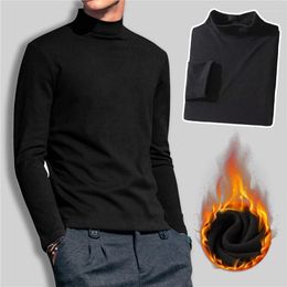 Pulls pour hommes DIHOPE T-shirt de couleur unie Mens Slim Shirt Turtleneck Base Pull à manches longues Hommes Tight Top Invisible Thermique