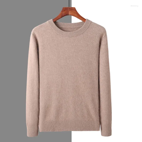 Suéteres para hombres DjzDsm Mink Cashmere Jersey Suéter O Cuello Ajustado Casual Top 2024