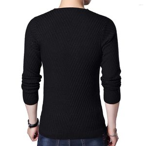 Pulls pour hommes Pull élégant et chaud à col en V pour hommes Couleur unie Manches longues Slim Fit Bleu Marine Convient à la saison d'hiver