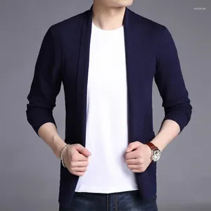 Pulls pour hommes élégant cardigan légèrement extensible décontracté style vintage col en V ouvert sur le devant pour l'automne hiver