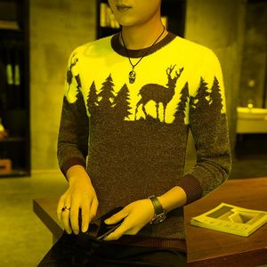 Herentruien Elk Patroon gebreide voor tiener kerstslim Fit kleding Men Crewneck pullover tops Koreaanse mode eenvoudige streetwearmen's