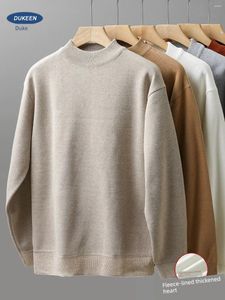 Pulls pour hommes en peluche d'hiver mid cou tricot en tricot