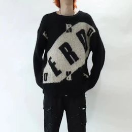 Pulls pour hommes Erd Lettre Pull en laine à col rond noir et blanc Unisexe O Baggy Y2K Vêtements tricotés surdimensionnés Ropa Hombre Tops 230731