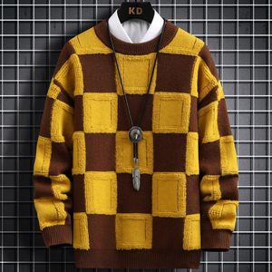 Pulls pour hommes automne hiver style coréen hommes pulls de haute qualité épais chaud cachemire pull hommes luxe plaid pull homme 2023 230906