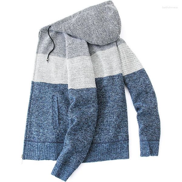 Pulls pour hommes automne hiver pull à capuche tricots fausse fourrure laine épais chaud cardigan à fermeture éclair veste en peluche patchwork pardessus