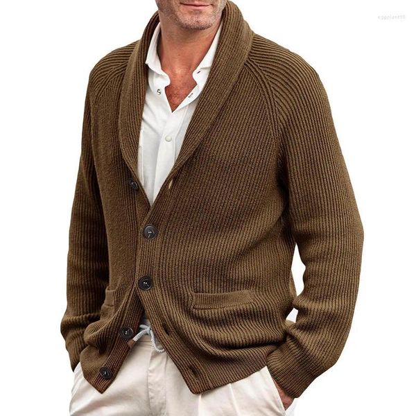 Pulls pour hommes Mode Automne Hiver À Manches Longues Col Châle Pull En Tricot Cardigan Veste Chaud Tricots Pulls Pour Hommes