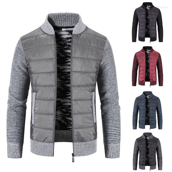 Suéteres para hombres Chaqueta de moda Hombres Punto Cuello de béisbol Abrigo Otoño Invierno Grueso Cálido Ropa masculina Puente de lujo Zip Suéter frío Cardigan