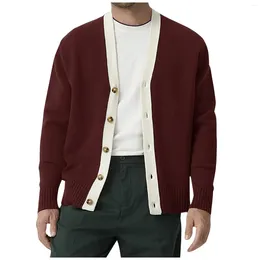 Maglioni da uomo Cardigan lavorato a maglia moda Tinta unita Uomo di alta qualità Cappotto maglione allentato monopetto Giacche casual