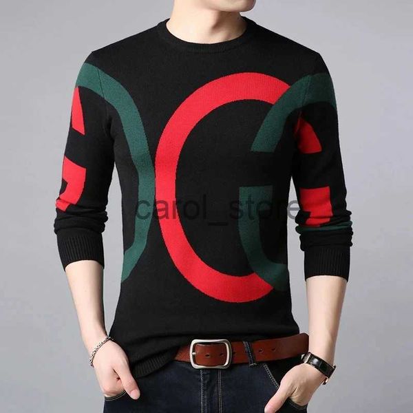 Suéteres masculinos moda estilo coreano suéter nuevo llegada otoño invierno delgado de tejido de tejido de punto delgado suéter adolescente adolescente con letras J231225