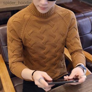 Chandails masculins Couleur solide en mode lâche en tricot coréen chouchard de col coréen Vêtements masculins 2022 automne nouveau pliant décontracté.