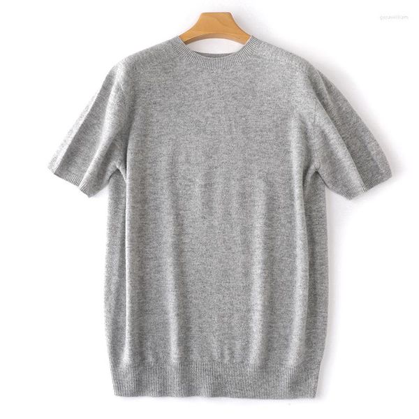 Hommes chandails mode été col rond Pure laine pull à manches courtes tricoté pull décontracté manteau cachemire T-shirt 2023