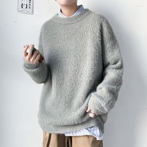 Heren truien mode trui in paren dragen ronde kraag harige veelkleurige warme luie pullover mannenkleding