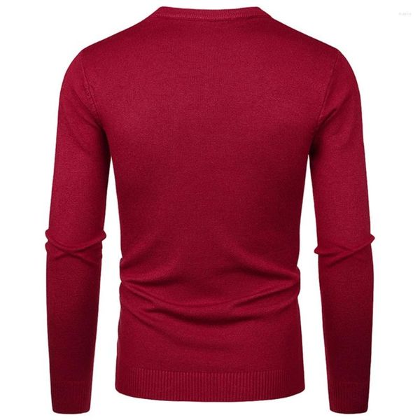 Pulls pour hommes Pull à la mode pour hommes Jumper Jumper Top en tricot de couleur unie avec col rond et manches longues adaptés au travail décontracté