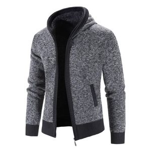 Hommes chandails polaire Cardigan hommes à capuche chaud pull épais Patchwork mode hiver pull veste tricoté manteaux homme