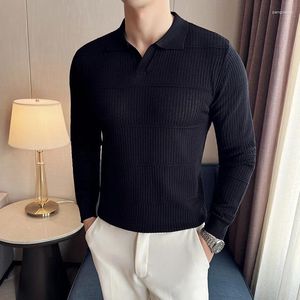 Panels masculins pour hommes de la mode de vêtements de luxe coréens de haute qualité Tournez le col Slim Fit Casual Knitwear Pullouvers 3xl-M