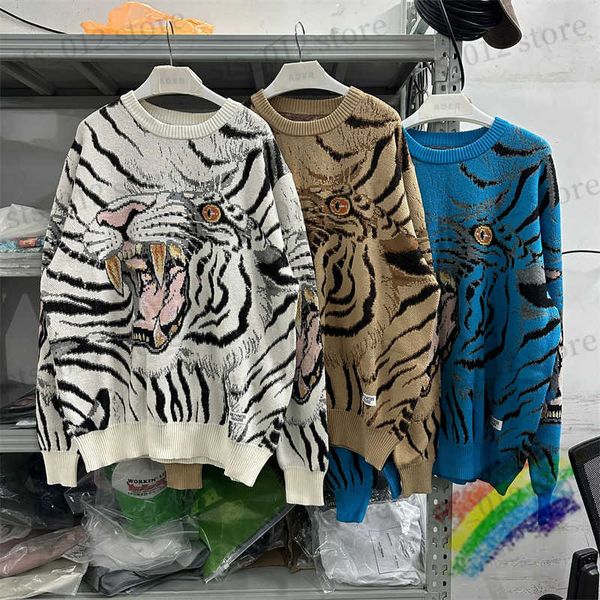 Pulls pour hommes Motif de tigre complet Wacko Maria Pull tricoté Hommes Femmes 1 1 Meilleure qualité Jacquard Sweatshirts T230921