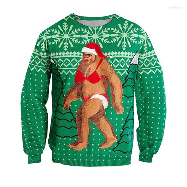 Pulls pour hommes Fun Hommes et femmes Noël Laid Santa Claus Tops 3D Imprimé Sticky S