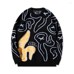 Herentruien Grappig floceren borduurwerk Harajuku o-neck pullovers trui winter mannen kwaliteit zacht comfortabel comfortabel oversized los pull