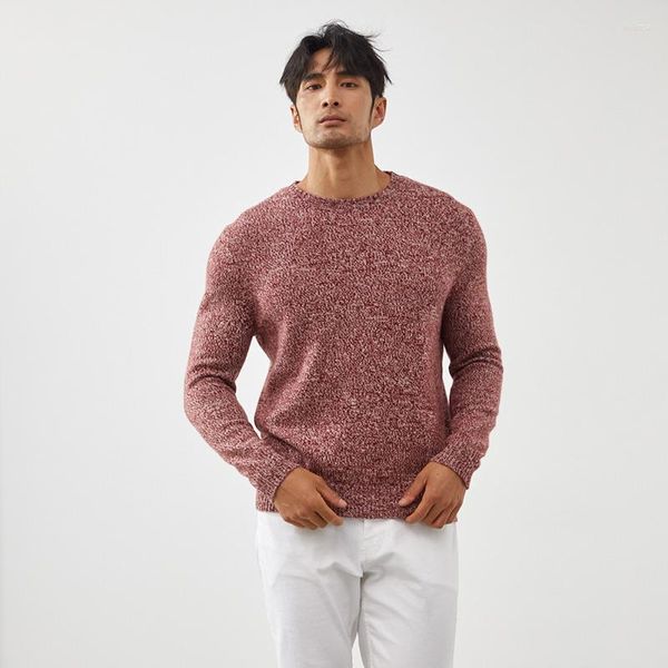 Suéteres para hombre, suéter de cachemira de cabra, jersey de cuello redondo, Top de punto de hilo de flores a la moda, producto de otoño e invierno de manga larga