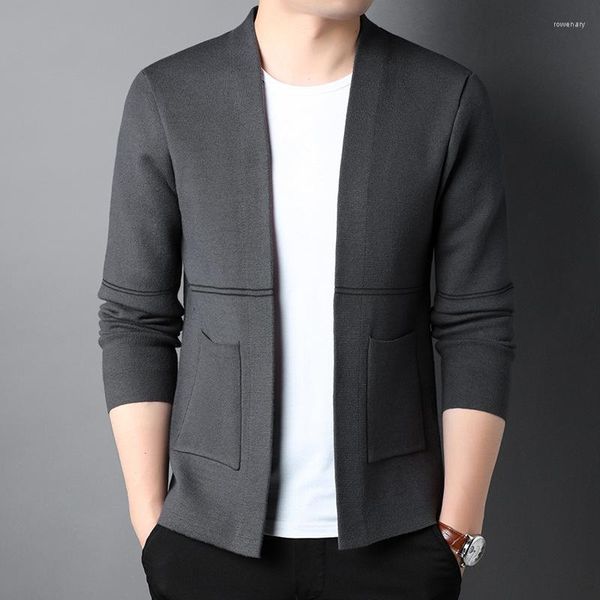 Suéteres para hombres Grado Autum Top Brand Moda Invierno Punto Japonés Street Wear Mens Cardigan Suéter Plain Casual Abrigos Chaqueta Hombres Ropa