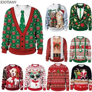 Suéteres para hombres Mujeres verdes Hombres Feo Navidad Divertidos Regalos lindos Gatos Santa 3D Impreso Jumpers Tops Otoño Invierno Navidad Sudaderas Abrigos 231113