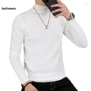 Les pulls masculins à moitié col roulé à col roulé en noir et blanc pull à manches longues