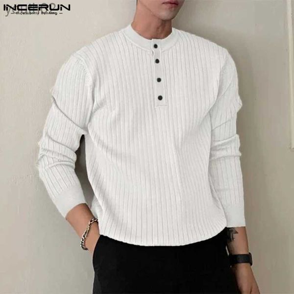 Suéteres para hombres Guapo Bien ajustado Tops Hombres Otoño Invierno Venta caliente Sólido Jersey Casual Puerta Barril Raya Manga larga Suéter S-5XL YQ231106