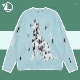 Pulls pour hommes Harajuku Lâche Dessin animé Tricoté Homme Femme Hiver Funny Spot Dog Jacquard Knit Pull Y2K Street Casual Couple Jumpers