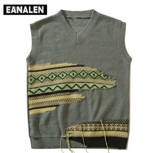 Herentruien Harajuku Vintage Designer Esthetic Jumper Knit Sweater Vest Winter Koreaanse mouwloze opa Ugly Sweater Dames Y2K Grunge 220926