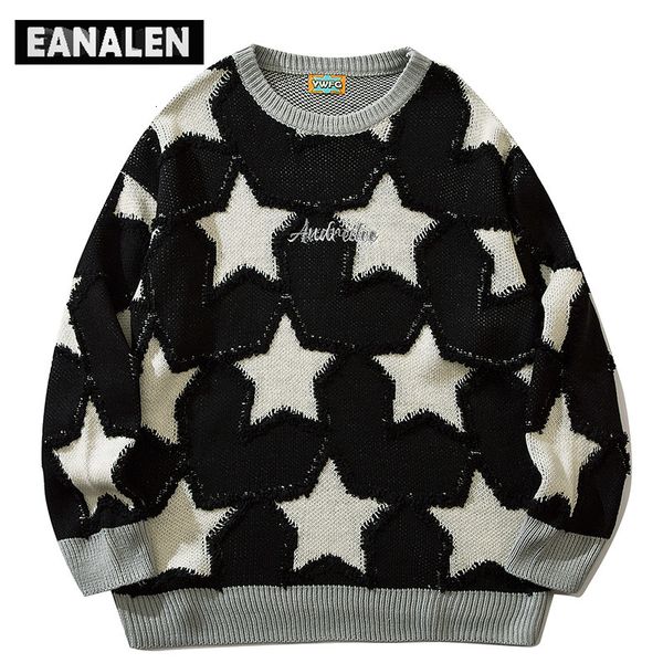 Pulls pour hommes Harajuku Vintage Star Knit Sweater Pull surdimensionné Pull esthétique épais Pull grand-père laid pull femme Y2K 230901