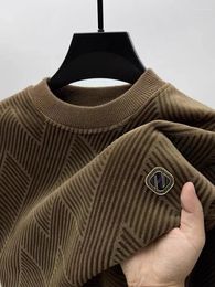 Suéteres para hombres Marca de gama alta Moda Suéter impreso Otoño e invierno 2023 Tendencia Coreana Casual Felpa Espesada Vintage Punto Jersey