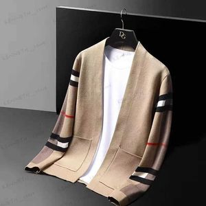 Herensweaters High-end merk gebreid vest herenmode luxe gestreepte trui casual sjaal 2023 lente en herfst trend herenkleding jas T240126