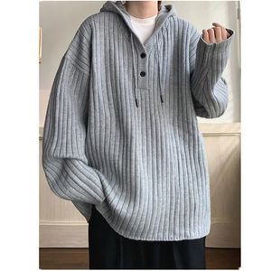 Pulls pour hommes Haut de gamme Feel American Vintage Pull Hommes Paresseux Pull À Capuchon Couple Bouton Oversize Tricot Hommes Vêtements Manteau S-3XL C0063231023