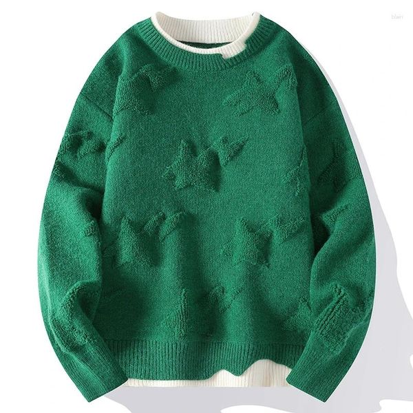 Suéteres para hombres Suéter de lana de lujo de gama alta Tops para hombres 2024 Otoño Invierno Moda coreana Impreso Grueso Cálido Jersey de Navidad para hombre