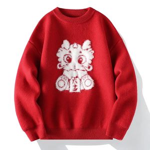 Herensweaters High-end heren herfst- en winterdraakborduurwerk Chinese stijl Design Zakelijk Casual Mode Pullover Trui met lange mouwen Top 231212