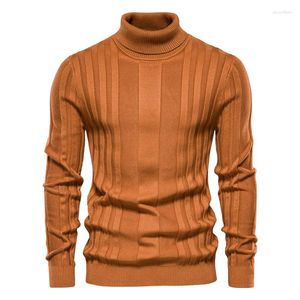 Suéteres para hombres Cuello alto Casual Punto Calzas cálidas Jersey de color sólido Tamaño grande