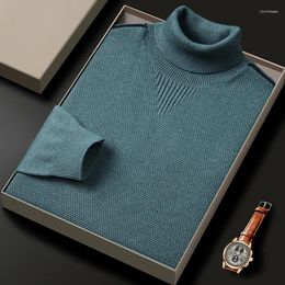 Suéteres para hombre, suéter de cuello alto, lavable a máquina para otoño e invierno, ropa interior, Base de punto cálida y gruesa