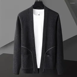 Männer Pullover Hohe Qualität Marke Einfarbig Gestrickte Schal Strickjacke Exquisite Tasche Koreanische Casual Pullover Frühling Und Herbst Mantel