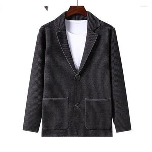 Chandails pour hommes de haute qualité mode coréenne tricot blazer hommes automne hiver rayures design slim fit affaires décontracté cardigan pull vêtements