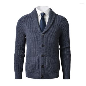 Herentruien Hoogwaardige heren Cardigan Sweater Slim Fit gebreide Ted Button Up Wol met zakken Autumn Winter Kitting Sweatercoat